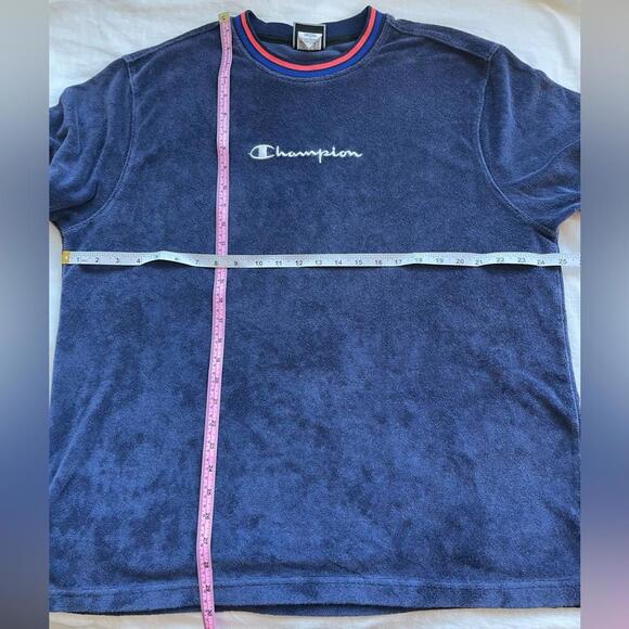 Vintage Retro Champion Life Mens Terry Short Sleeve Top Navy XL - Picture 5 of 7